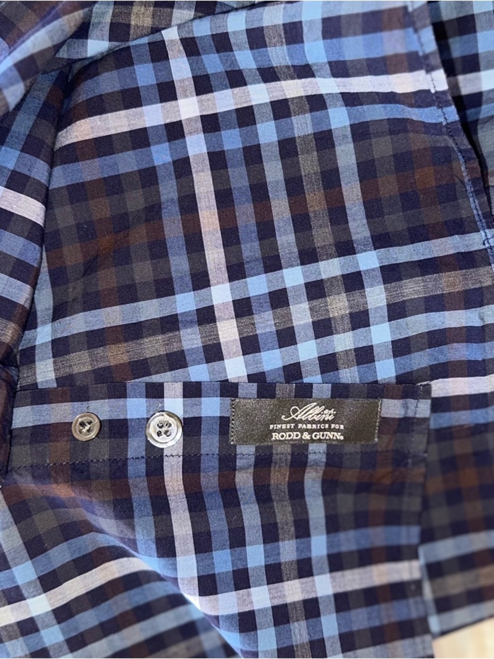 Rodd & Gunn Mens Shirt Cotton Blue Brown Plaid Long Sleeve Button Up Sz XL - Picture 6 of 9